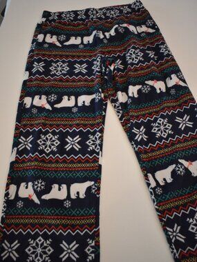Men L Polar Bear Fair Isle Fleece Christmas Pajama Pants Jammies for the family